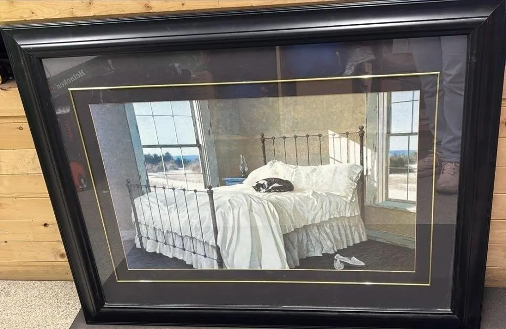 Framed Signed Cat Print 45�Wx36�H. *NO SHIPPING