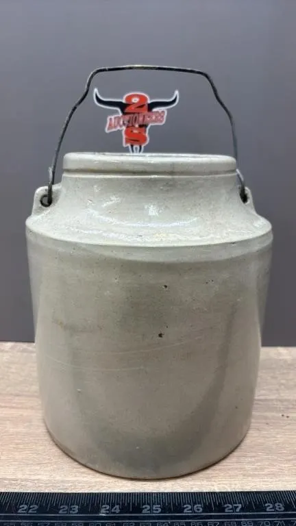 9� Stoneware Pickle Crock, No Lid. *NO SHIPPING