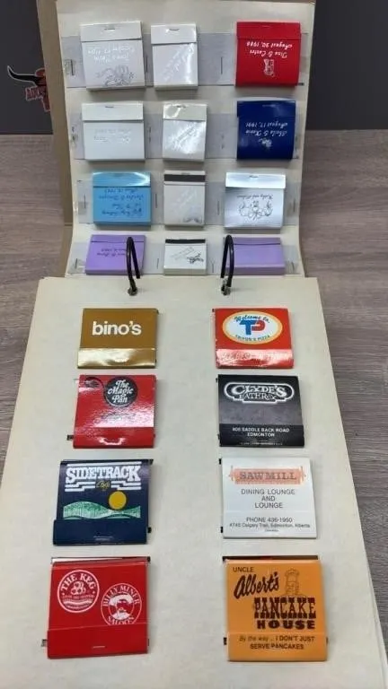 8 Page Binder Full of Vintage Matchbooks.