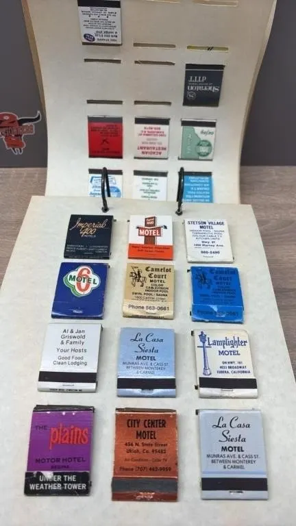 10 Page Binder Full of Vintage HOTEL Matchbooks.