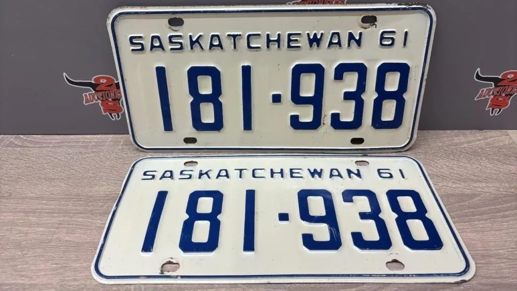 Matching 1961 Sask. License Plates.