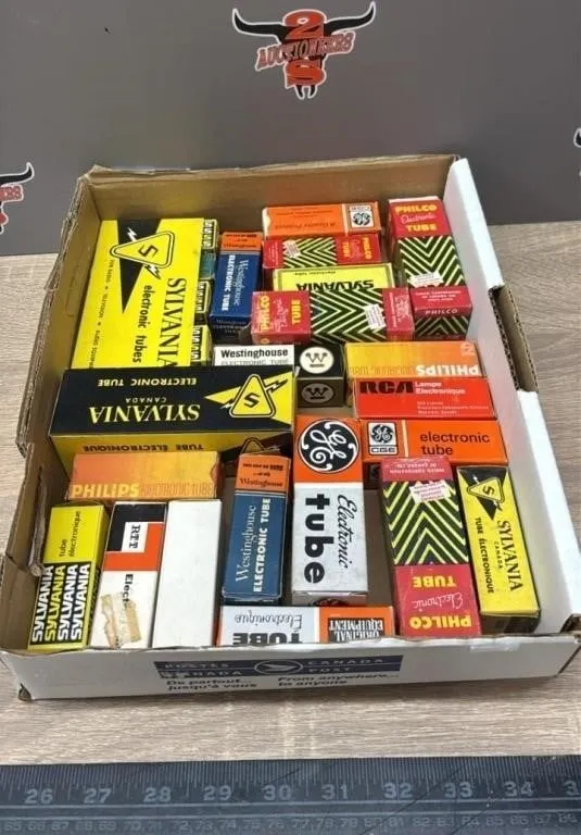 Box of Asst. Vintage Radio Tubes.