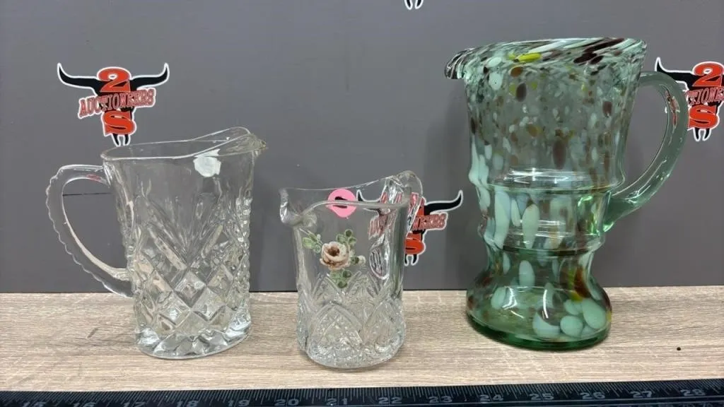3 Glass Creamer/Pitchers. *NO SHIPPING