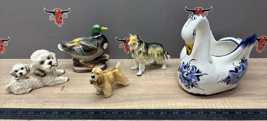 5 Asst. Porcelain Animal Figures. *NO SHIPPING