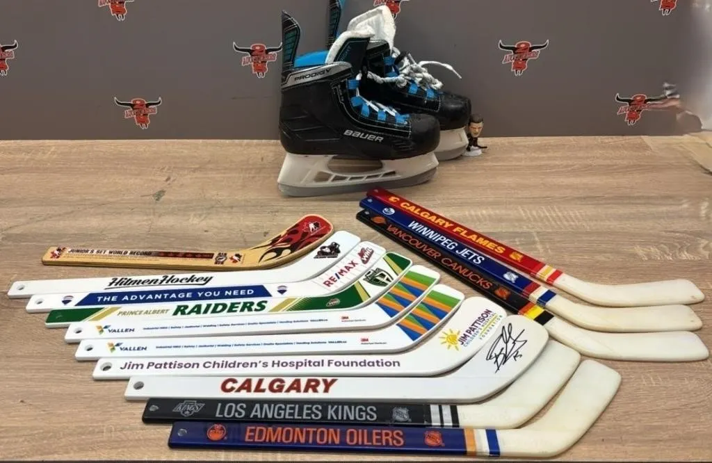 13 Asst. Mini Hockey Sticks, Some Signed & 9�L