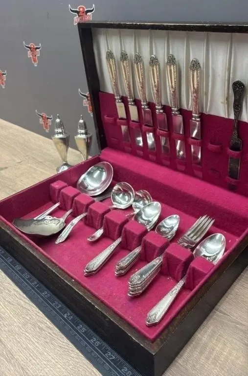Sterling Plated Cutlery & Pepper/ Salt Shakers.