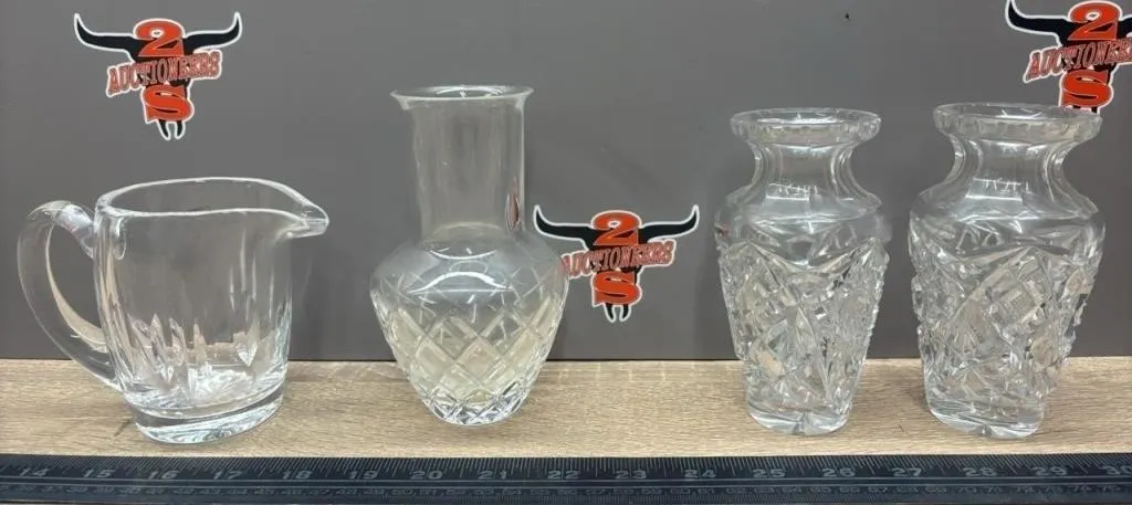 3 Crystal 5� Vases & Creamer.