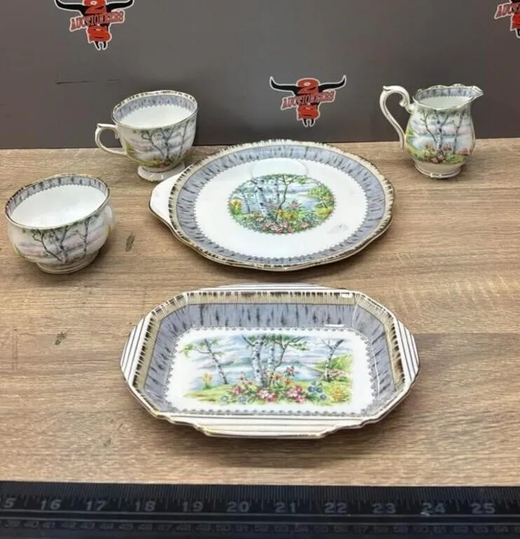 5Pc Royal Albert Silver Birch China.