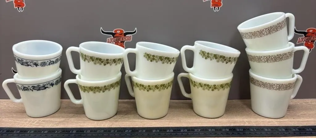 11PC Asst. Pyrex Coffee Mugs. *NO SHIPPING