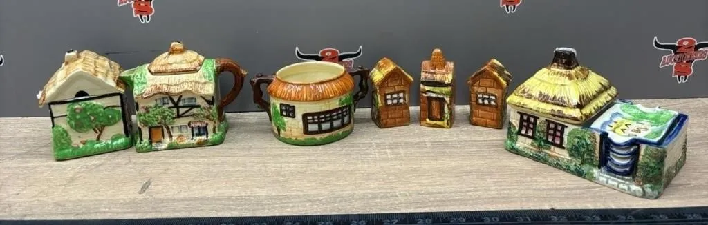 8Pc Cottage Cream, Sugar, Salt & Pepper Shakers,