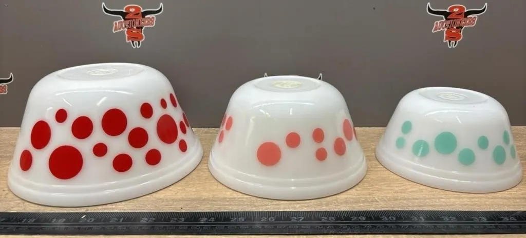 3 Ovenware Federal Glass Polka Dot Milk Glass