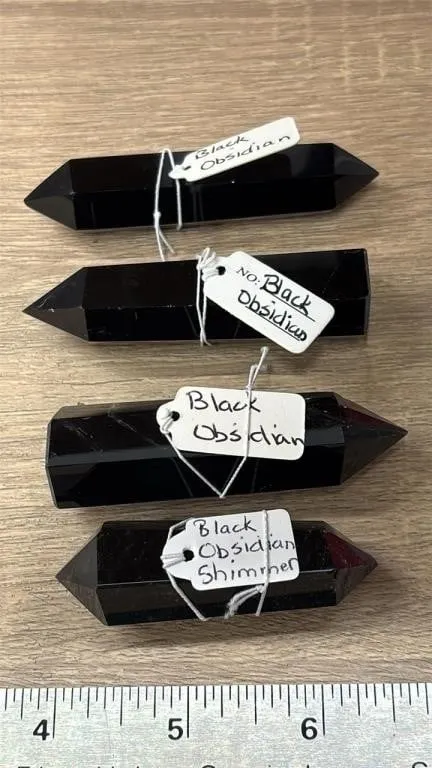 4 Black Obsidian Crystal Wands & Towers. *SC