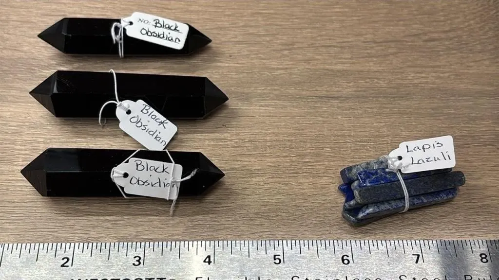 3 Black Obsidian Crystal Wands & 10 Strips of
