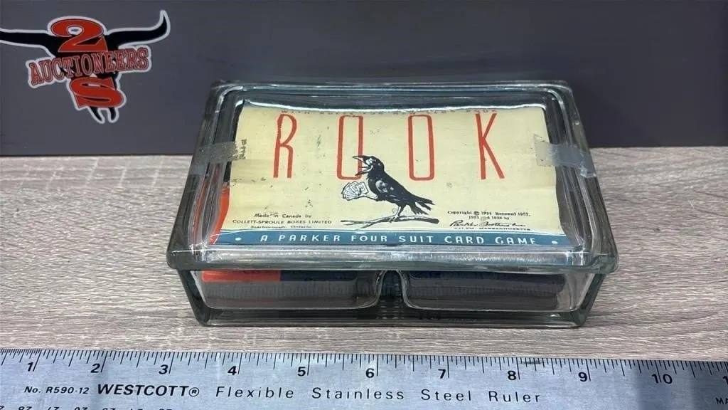 Rook Card Game in a Glass Storage Box.