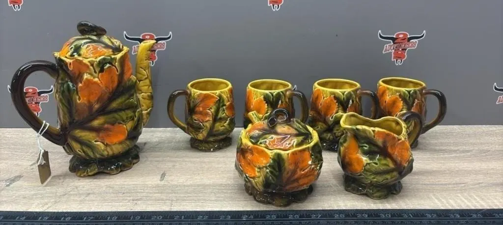 7PC Ceramic Autumn Harvest Tea Set. Few Small