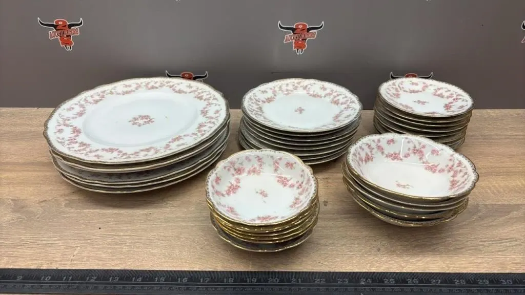 34Pc Bavaria Original Bridal Rose China Set.
