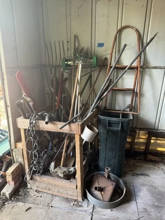 Yard Tools & Trash Can