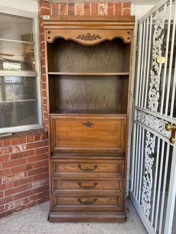 Wood Secretary Cabinet & Bookcase