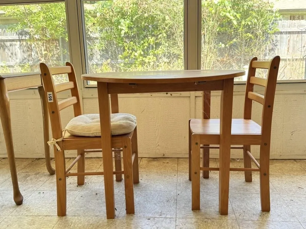 Wood Drop Leaf Table & Chairs