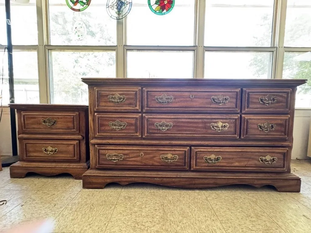 Wood Nightstand & Dresser