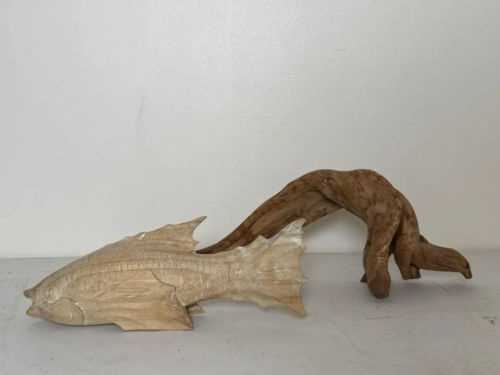 Drift Wood & Wood Fish Figurine