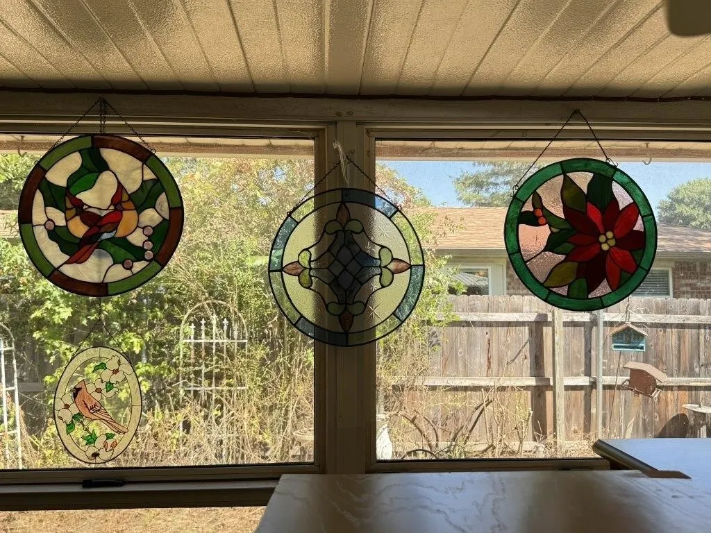 Cardinal, Poinsettia & Winter Stained Glass