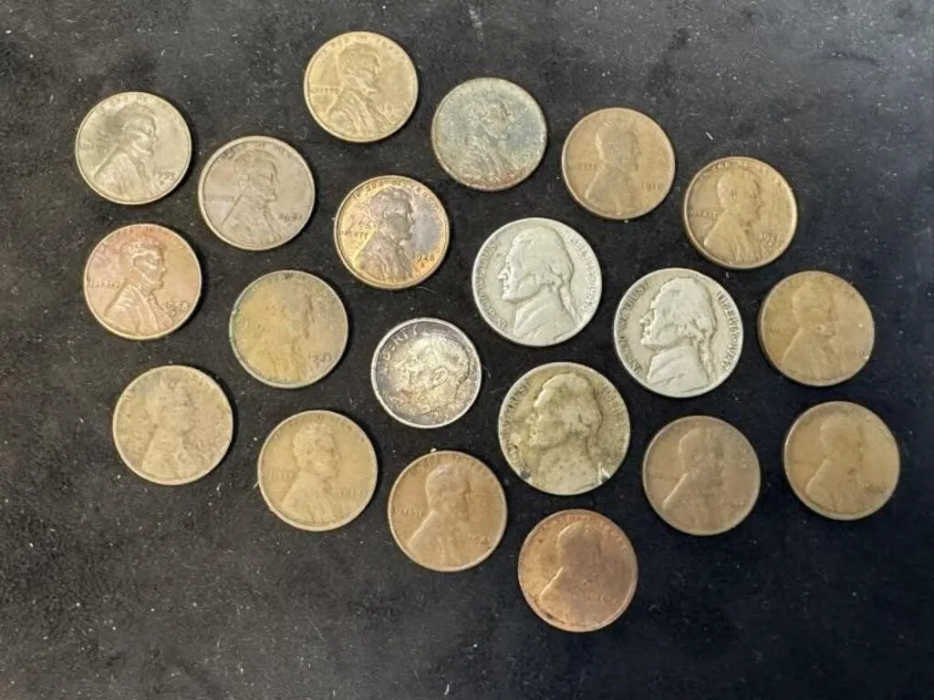 Jefferson Nickels, Dime & Wheat Cents