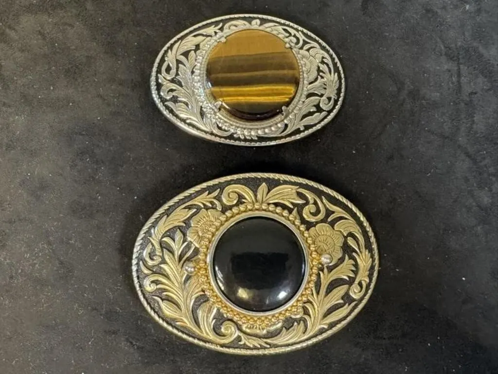 Belt Buckles with Onyx & Tigers Eye Center