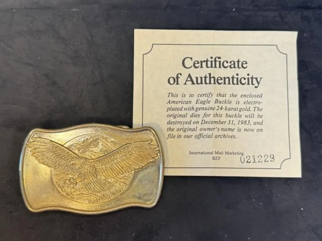 24 KT Gold Plate American Eagle Belt Buckle