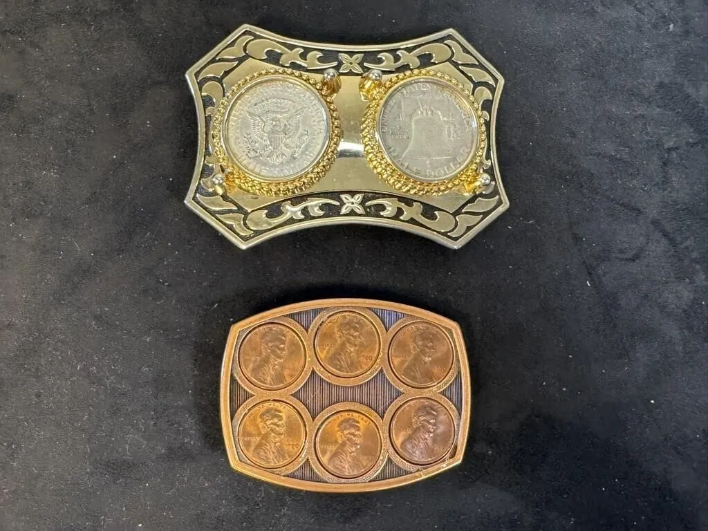 Half Dollar & 1980 Penny Belt Buckles