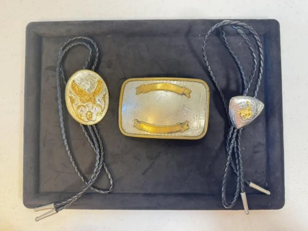 Bolos Ties & Silver Belt Buckle
