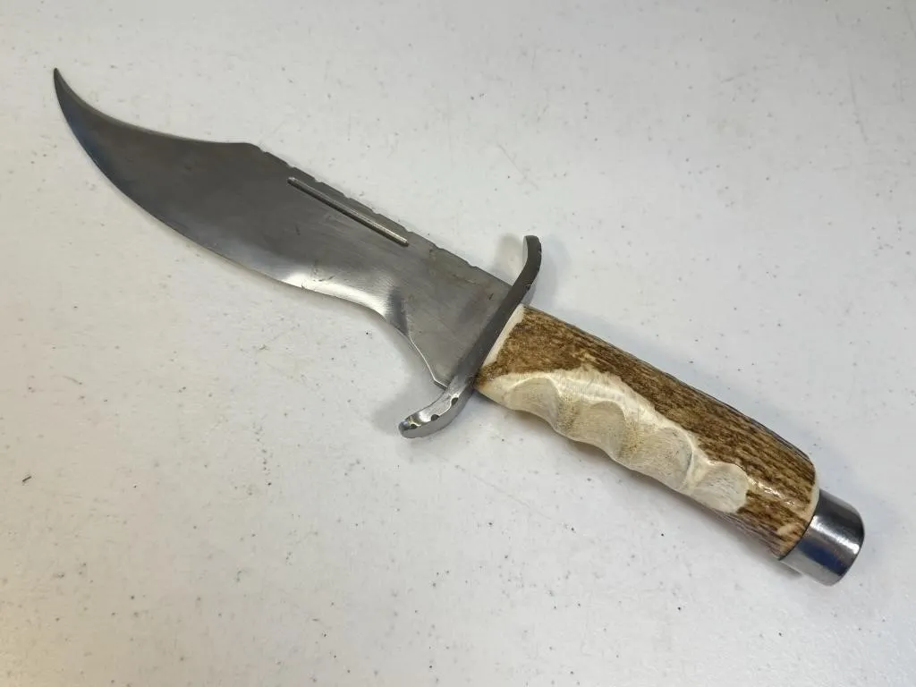 Bowie Hunting Knife with Antler Handle