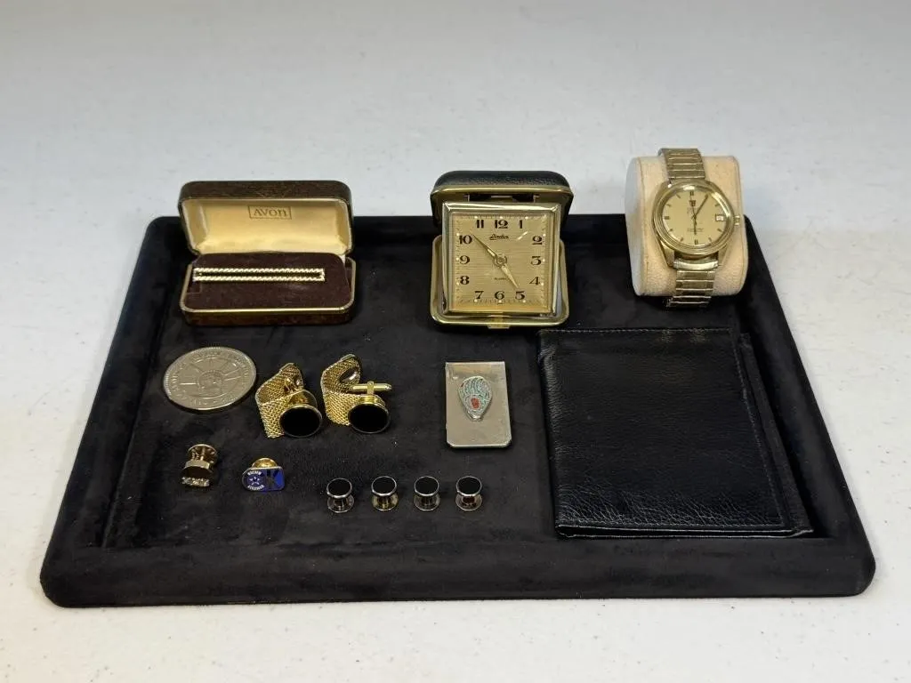 Cuff Links, Travel Clock, Watch & Money Clip