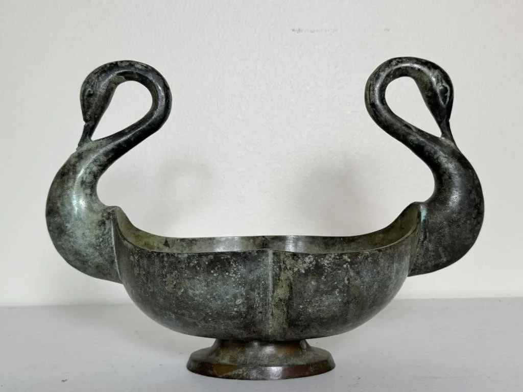 Brass Patina Double Swan Bowl