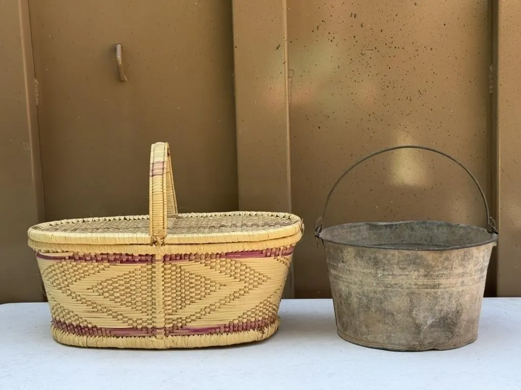 Picnic Basket & Galvanized Bucket