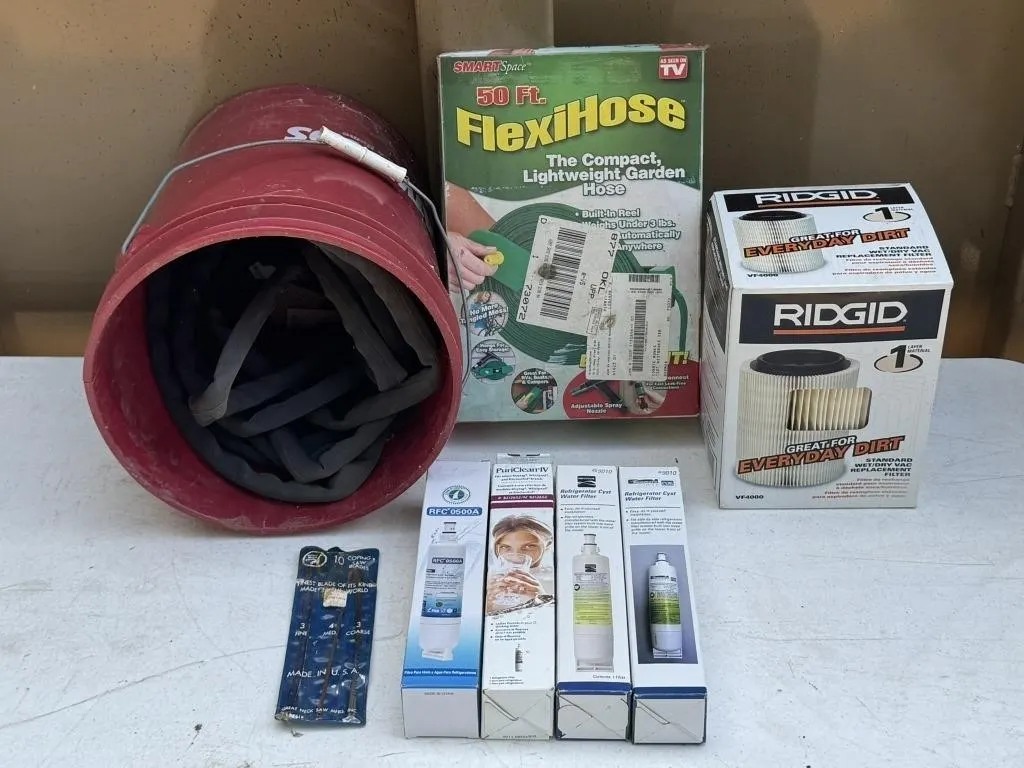 Garden Hoses, Ridgid Air Filter & Water Filters