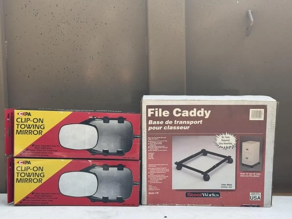 Clip-On Towing Mirror & File Caddy