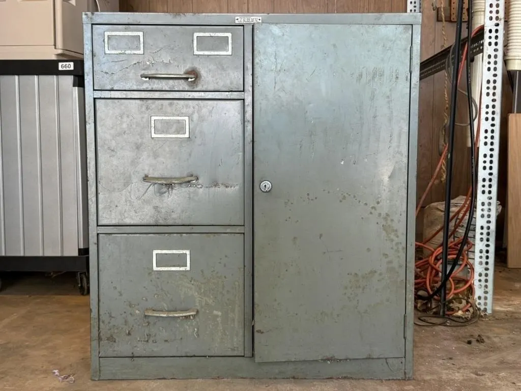 Vintage Tower Storage & File Cabinet with Safe
