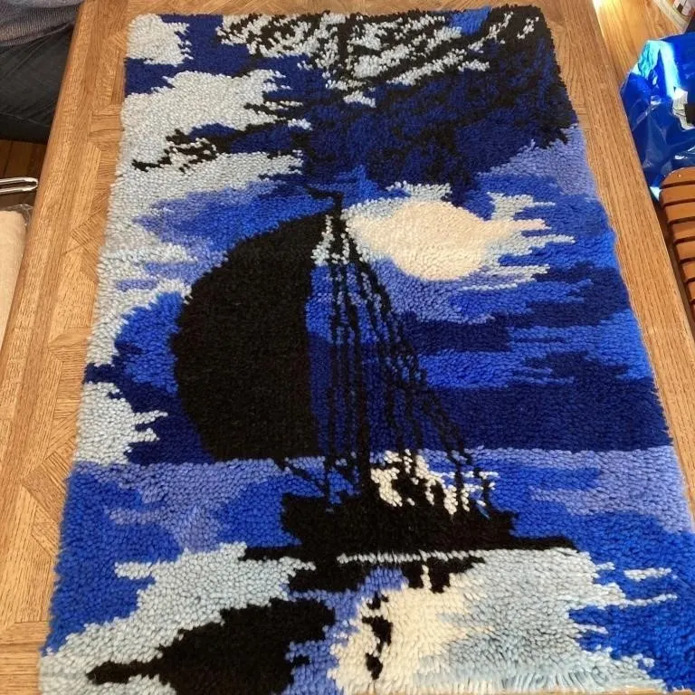 Blue Sailboat Latch Hook Art