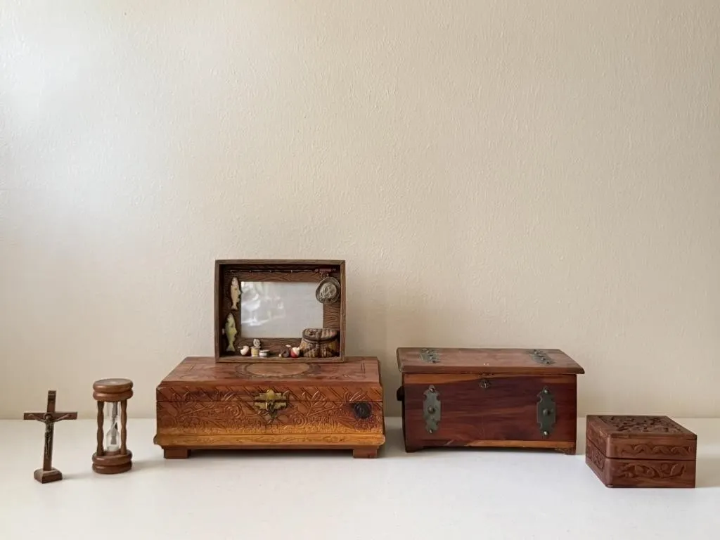 Wood Jewelry Chests & Fishing Photo Frame