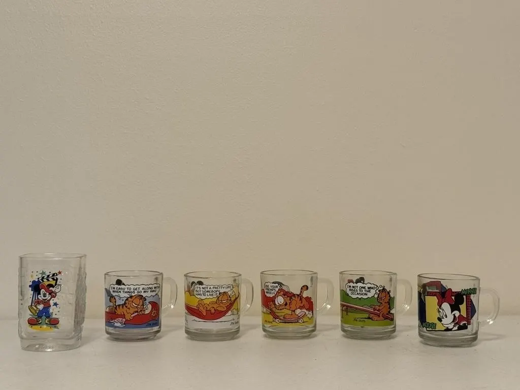Vintage Garfield & Disney Collectible Glasses