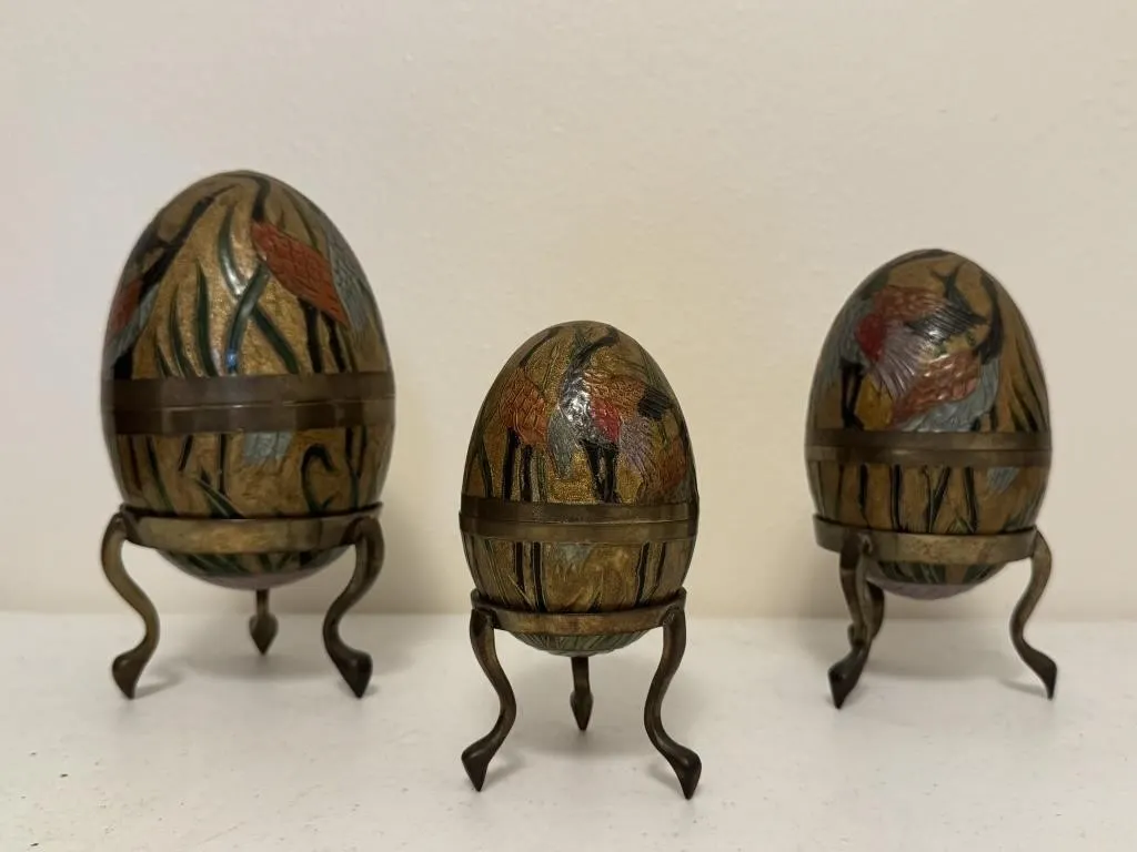 Brass & Enamel Cloisonn� Nested Egg Set