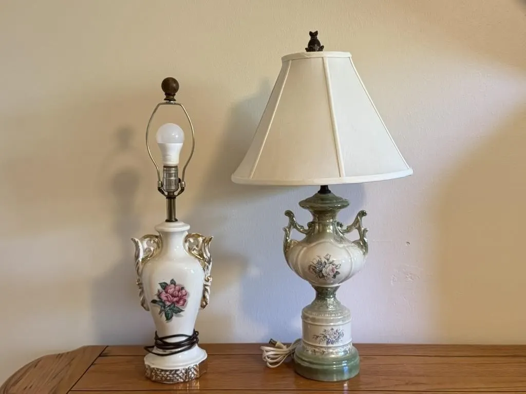 Floral Ceramic Urn Lamps