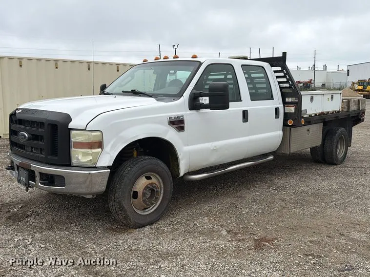 2008 Ford F350 Super Duty Crew Cab flatbed pickup truck