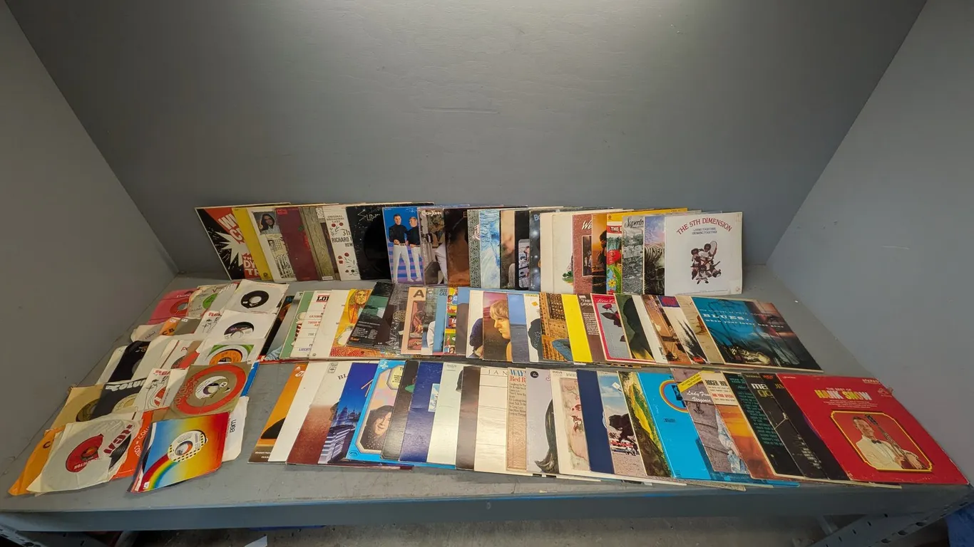 (76) Assorted Vinyl Records, (42) Assorted 45's