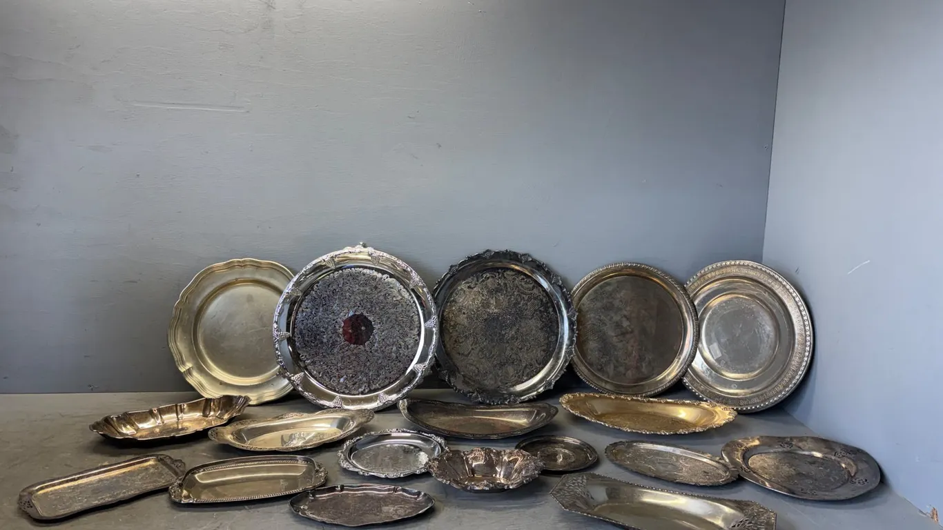 (18) Assorted Silver Trays