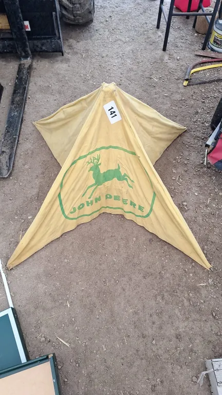 John Deere Implement unbrella 4Ftx4Ft Yellow in colour, with 2-John Deere emblems 20"x16" green in colour