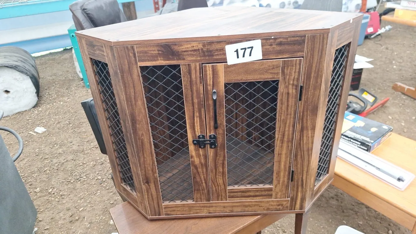 32" Wooden furniture corner dog crate end table for small dogs