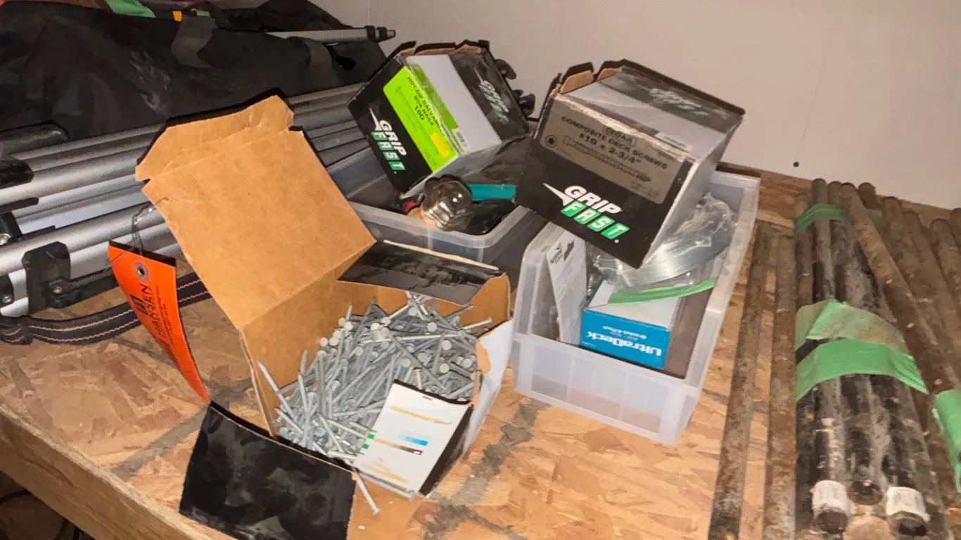 Assortment of Nails and Tools