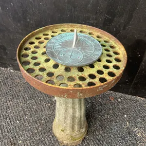 Outdoor Metal Sundial on Fluted Pedestal Base